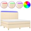 vidaXL Боксспринг легло с матрак и LED, кремаво, 160x200 см, плат