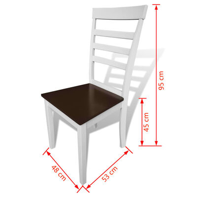 vidaXL Трапезни столове, 4 бр, бяло и кафяво, масивно дърво и МДФ