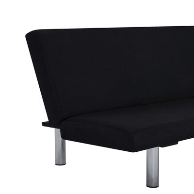vidaXL Разтегателен диван, черен, полиестер