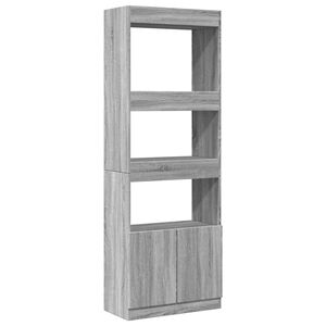 vidaXL Висок шкаф, сив сонома, 63x33x180 см, инженерно дърво