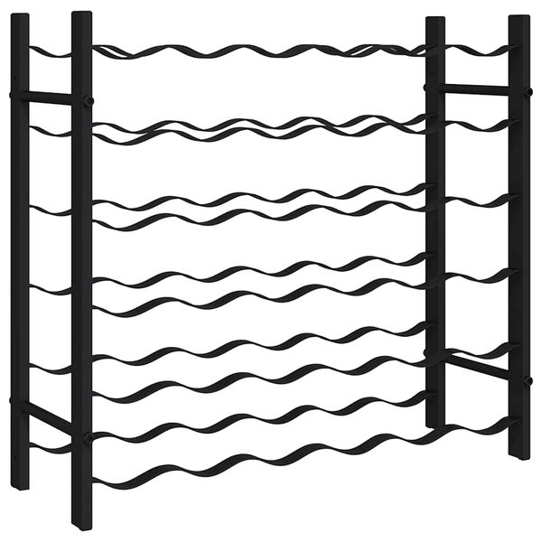 vidaXL Стойка за вино за 36 бутилки, черна, желязна