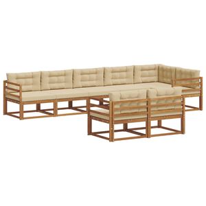 vidaXL Комплект дивани за открито 8 pcs Натурален и Бежов