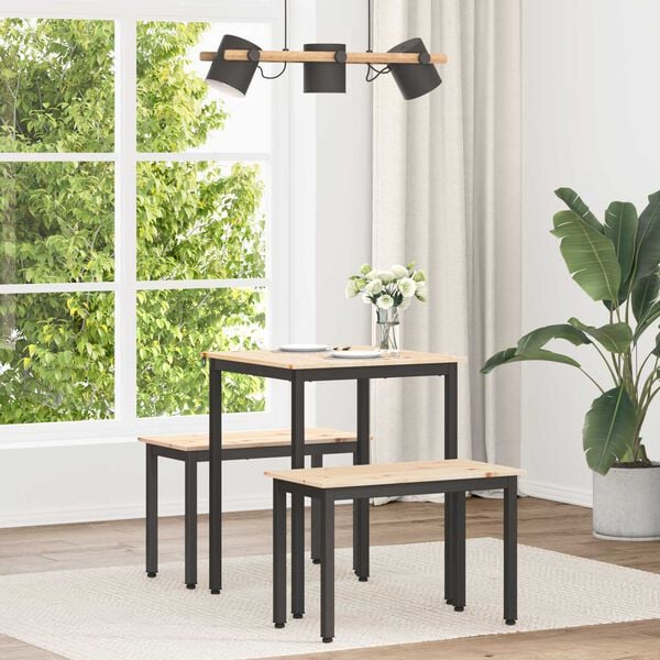 vidaXL Трапезна маса Естествен 110 x 55 x 75 cm Солидно борово дърво