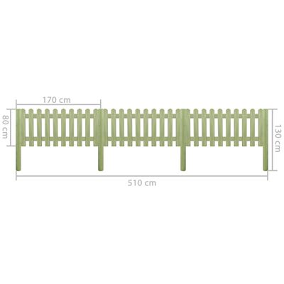 vidaXL Решетъчна ограда, импрегниран бор, 5,1 м, 130 см, 6/9 см