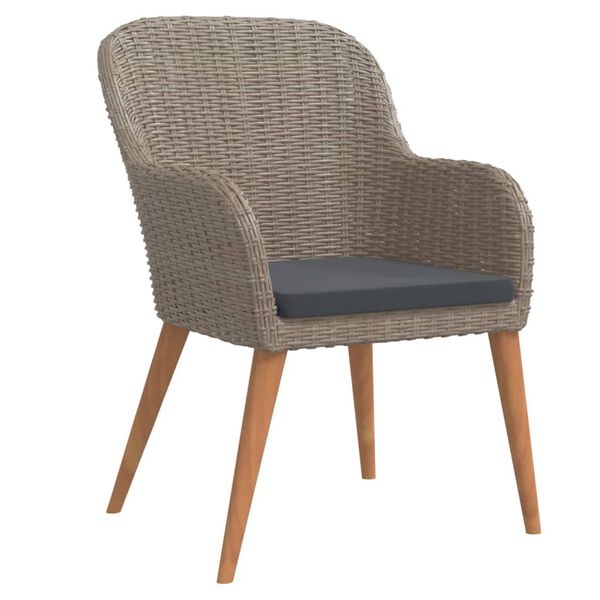 vidaXL Градински трапезен комплект с възглавници, 7 части, кафяв