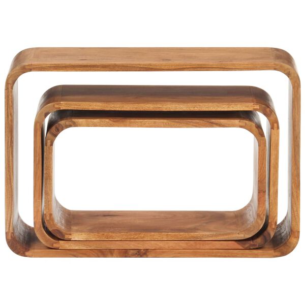 vidaXL Странични маси 3 бр акациево дърво масив с меден финиш