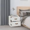 vidaXL Нощно шкафче, бяло, 40x34x45 см, борово дърво масив