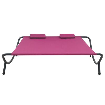 vidaXL Градинско лаундж легло, текстил, розово