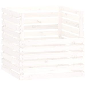 vidaXL Компостер, бял, 80x80x78 см, борово дърво масив