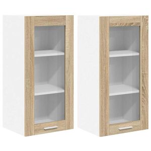 vidaXL Висящ шкаф 2 pcs Сонома дъб 40 x 31 x 80 см Инженерно дърво