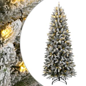 vidaXL Изкуствена коледна елха, 150 LED и флокиран сняг, 120 см