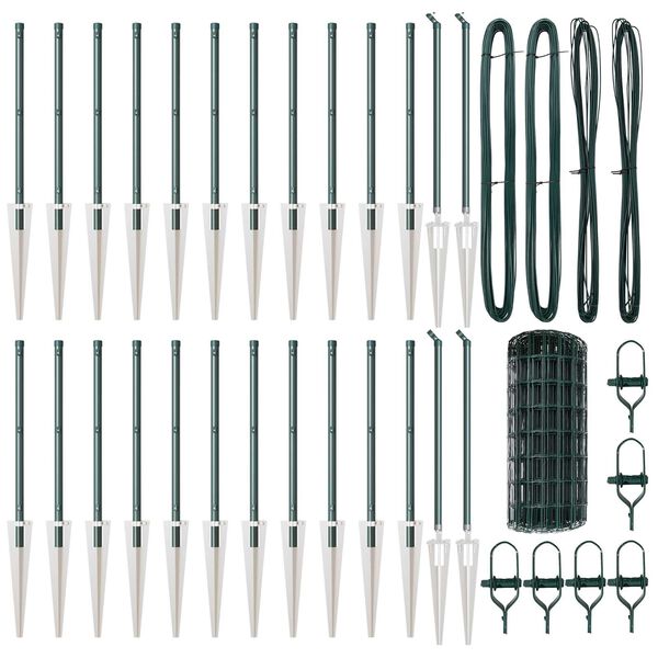 vidaXL Ограда с пост Зелен 0,6 x 50 м Стомана и PVC