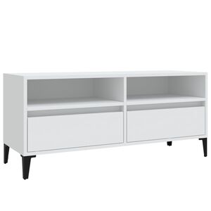 vidaXL ТВ шкаф, бял, 100x34,5x44,5 см, инженерно дърво