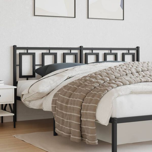 vidaXL Метална табла за глава, черна, 180 см