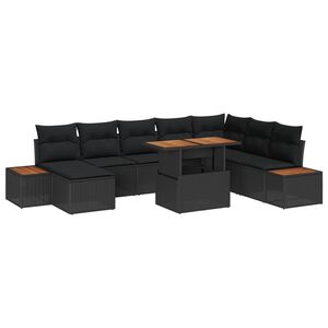 vidaXL Комплект за хранене в градината 9 pcs Черен и кафяв