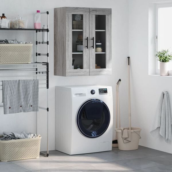 vidaXL Стенен шкаф сив сонома 69,5x34x90 см