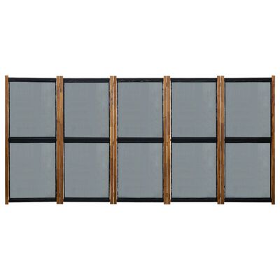 vidaXL Параван за стая, 5 панела, черен, 350x170 см