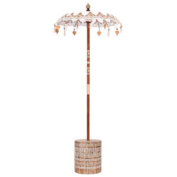 vidaXL Балийски чадър с основа Крем 95 x 95 x 260 см