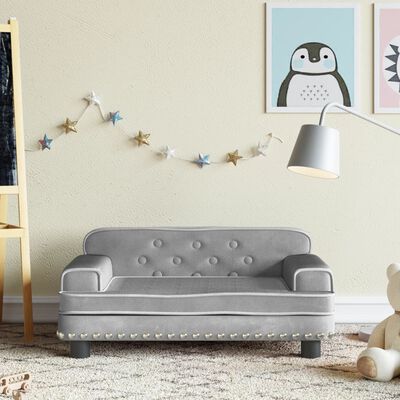 vidaXL Детски диван, светлосив, 70x45x30 см, кадифе