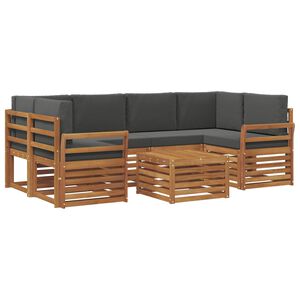 vidaXL Комплект дивани за открито 7 pcs Натурален и Антрацит