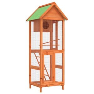 vidaXL Къщичка за птици кафява 60x58,5x160 см масивна чамова дървесина
