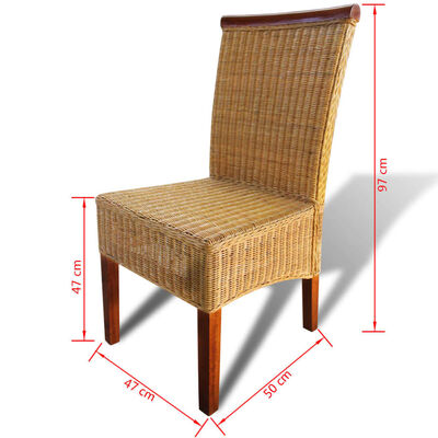 vidaXL Трапезни столове, 2 бр, кафяви, естествен ратан