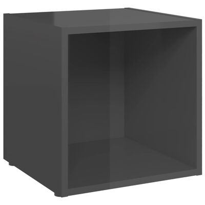 vidaXL ТВ шкафове, 2 бр, сив гланц, 37x35x37 см, ПДЧ