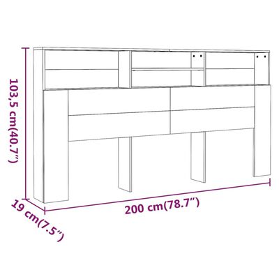 vidaXL Табла за легло тип шкаф, кафяв дъб, 200x19x103,5 см
