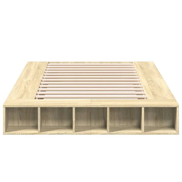 vidaXL Рамка за легло, дъб сонома, 120x200 см, масивно дърво