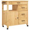 vidaXL Кухненска количка "MONZA" 84x40x88,5 см борово дърво масив