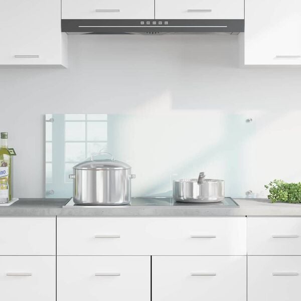 vidaXL Кухненски заден панел Бяло 100 x 40 cm закалено стъкло