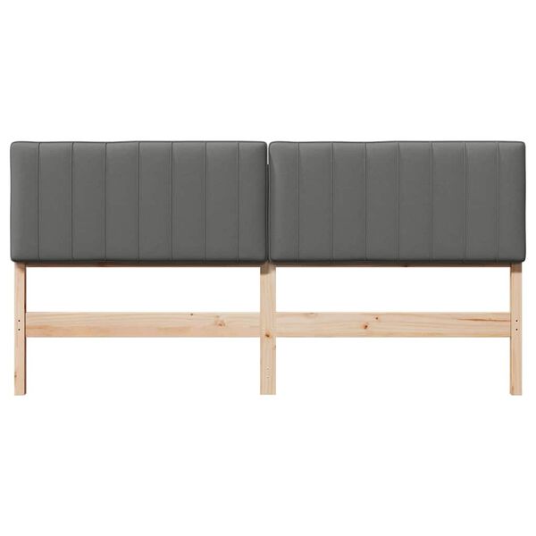 vidaXL Тапицирана табла Кафяв и светло сив 200 cm Солидно борово дърво