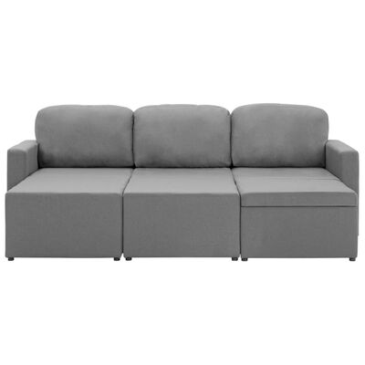 vidaXL 3-местен модулен диван легло, светлосив, текстил