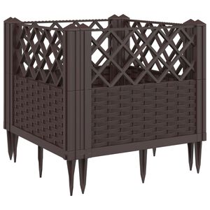 vidaXL Градинска кашпа с колчета, кафява, 43,5x43,5x43,5 см, PP