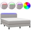 vidaXL Боксспринг легло с матрак и LED, светлосиво, 140x200 см, плат