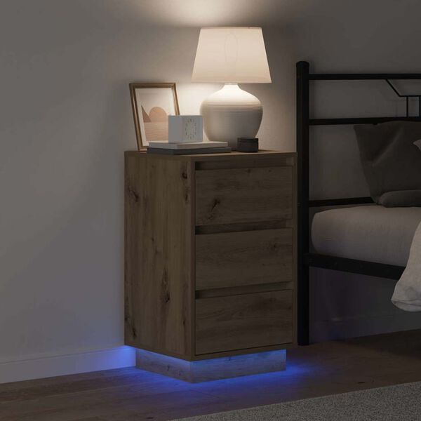 vidaXL Нощен шкаф с чекмедже Дъб 39 x 34,5 x 65 см Инженерно дърво