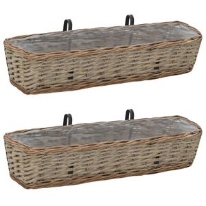 vidaXL Сандъчета за балкон, 2 бр, ракита, PE облицовка, 80 см