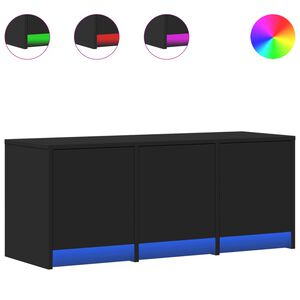 vidaXL ТВ шкаф с LED, черен, 97x34x40 см, инженерно дърво