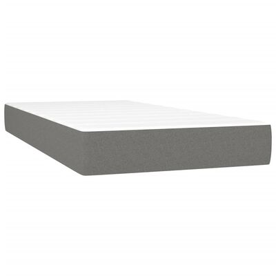 vidaXL Боксспринг легло с матрак, тъмносиво, 100x200 см, плат