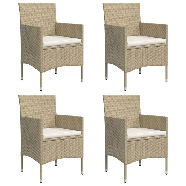 vidaXL Градински трапезен комплект с възглавници 5 части, бежово/черно