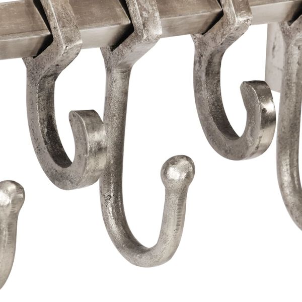 vidaXL Поставка за багаж със закачалки, за стенен монтаж, алуминий