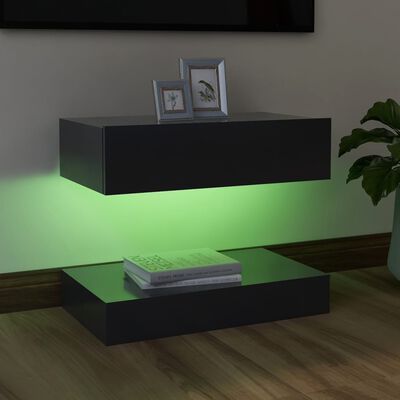 vidaXL ТВ шкаф с LED осветление, сив, 60x35 см