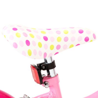 vidaXL Детски велосипед, 12 цола, бяло и розово
