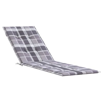 vidaXL Възглавница за стол шезлонг сиво каре (75+105)x50x3 см