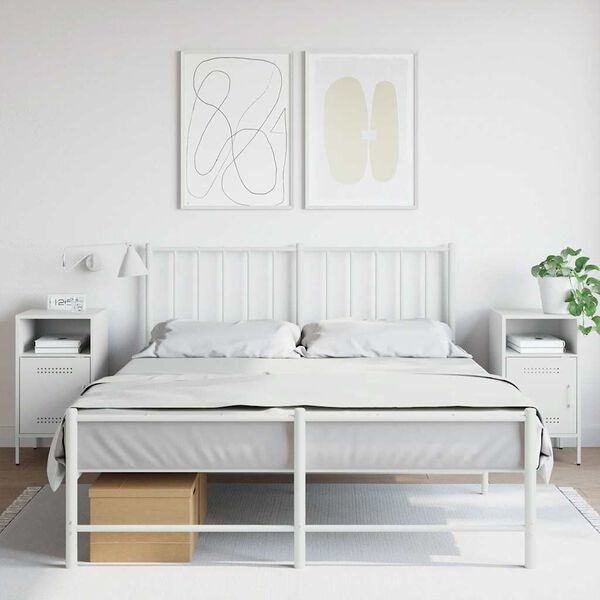 vidaXL Нощни шкафчета, 2 бр, бели, 36x39x68 см, стомана