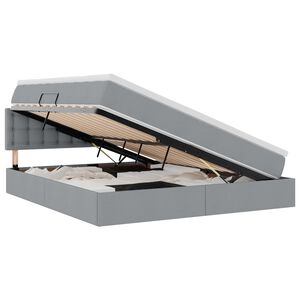 vidaXL Легло с място за съхранение и LED с LED Светлосиво 180 x 200 cm