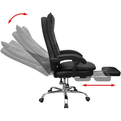 vidaXL полулегнал административен офис стол със стъпенка, черен