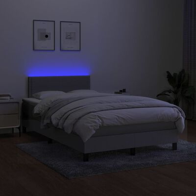 vidaXL Боксспринг легло с матрак и LED, светлосиво, 120x200 см, плат