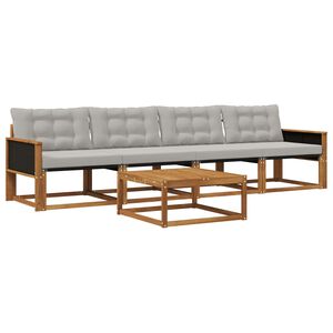 vidaXL Комплект дивани за открито 5 pcs Натурално и светлосиво