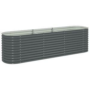 vidaXL Градинска висока леха 320x80x81 см поцинкована стомана сива